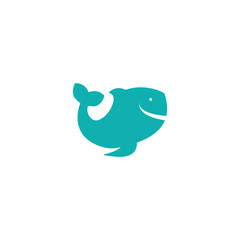 whale cute fish logo simple use icon for kid drawing