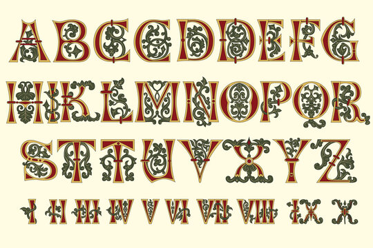 Alphabet Medieval and Roman numerals of the eleventh century