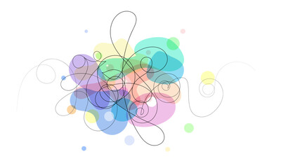 Vector illustration with chaotic line and spots of random shape.
