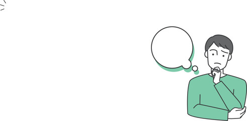 男性が考え事をしながら悩んでいるベクターイラスト