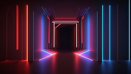 Red and blue neon light background