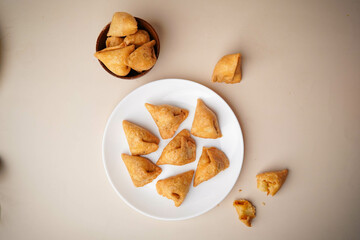 Top Shot Of Chinese Samosa in White Plate