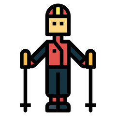 skier filled outline icon style