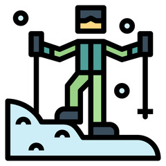hiking filled outline icon style