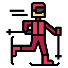 skiing filled outline icon style