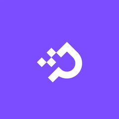 P Letter with Pixels Logo Design Vector