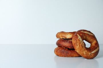 Concept of tasty food - bagel, space for text