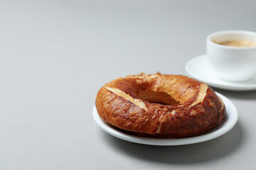 Concept of tasty food - bagel, space for text