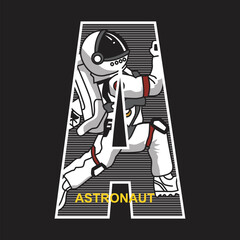 the astronaut on space mission,design typography vector illustration