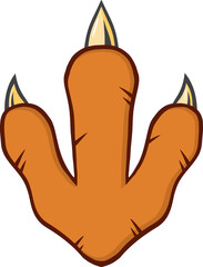 Red Dinosaur Paw With Claws. Hand Drawn Illustration Isolated On Transparent Background