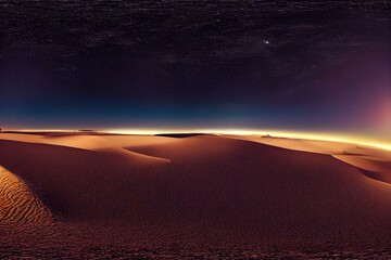 Obraz na płótnie Canvas 360 degree night desert landscape. Equirectangular projection, environment map, HDRI spherical panorama. Generative AI