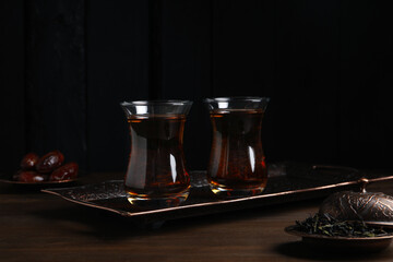 Concept of traditional turkish brewed hot drink