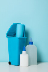 Concept of different office stationery with glue