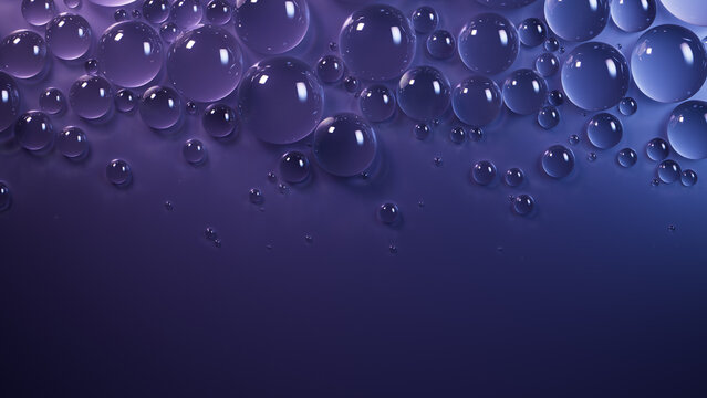 Purple and Blue Background with Condensation Droplets on Surface. Contemporary Banner.