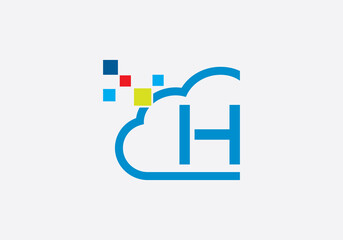 Fototapeta premium Cloud technology logo and Cloud Tech monogram Template and science and technology logo with letters
