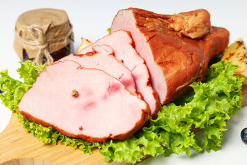 Concept of tasty food, ham, close up