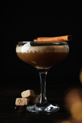 Espresso martini cocktail, delicious alcohol drink, dessert cocktail
