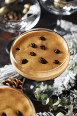 Espresso martini cocktail, delicious alcohol drink, dessert cocktail