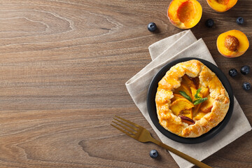 Fruit galette, composition for tasty food concept, space for text