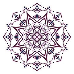 深紫のタトゥー風な幾何学模様のマンダラ