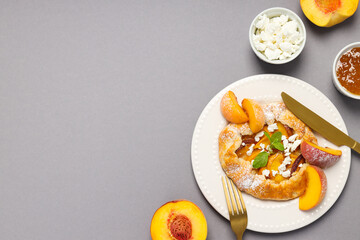 Fruit galette, composition for tasty food concept, space for text