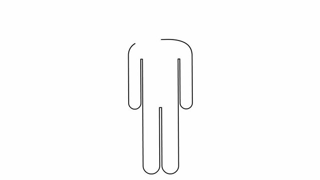 Animated black linear symbol of person is drawn. People icon. Vector illustration isolated on white background.
