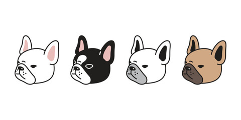 dog vector french bulldog icon puppy pet head face character cartoon symbol tattoo stamp scarf illustration design isolated - obrazy, fototapety, plakaty