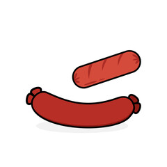 minimalistic flat sausage icon vector