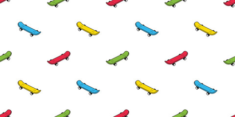 skateboard seamless pattern skating vector extreme sport cartoon rgb cmyk scarf isolated tile background repeat wallpaper illustration gift wrap paper design