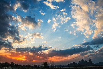 Beautiful sky and clouds during twilight time. Sunset.