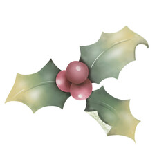 holly berry and holly chirstmas decorative 