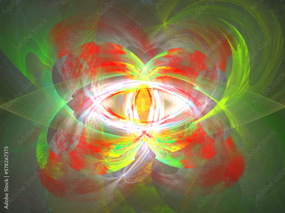 Fototapete Digital fractal art computer generated 3D rendered graphics, abstract shapes and forms, beautiful fractal pattern for creativity, imagination, meditation, for poster, banner or background