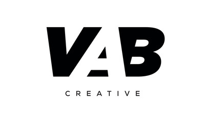 VAB letters negative space logo design. creative typography monogram vector