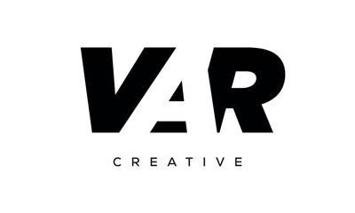 VAR letters negative space logo design. creative typography monogram vector