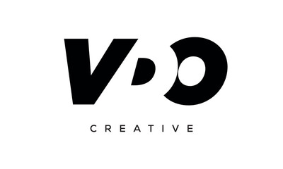VDO letters negative space logo design. creative typography monogram vector