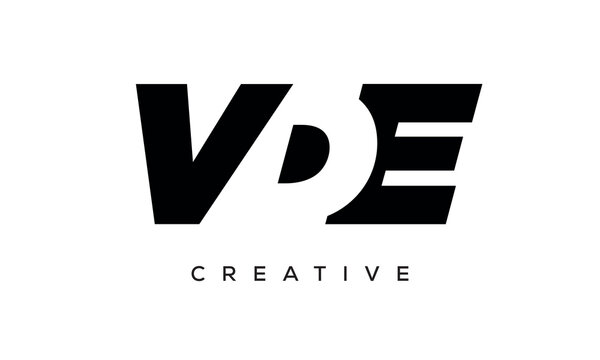 VDE letters negative space logo design. creative typography monogram vector