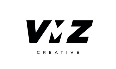 VMZ letters negative space logo design. creative typography monogram vector