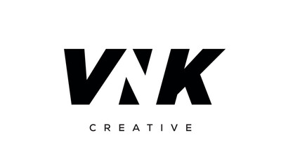 VNK letters negative space logo design. creative typography monogram vector