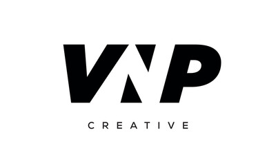 VNP letters negative space logo design. creative typography monogram vector