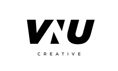 VNU letters negative space logo design. creative typography monogram vector