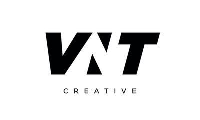 VNT letters negative space logo design. creative typography monogram vector