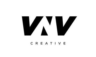 VNV letters negative space logo design. creative typography monogram vector