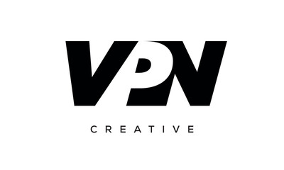 VPN letters negative space logo design. creative typography monogram vector
