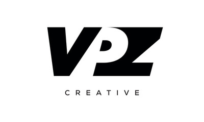 VPZ letters negative space logo design. creative typography monogram vector