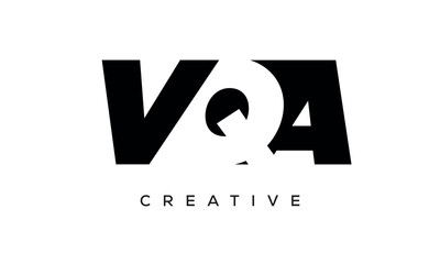 VQA letters negative space logo design. creative typography monogram vector