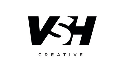 VSH letters negative space logo design. creative typography monogram vector