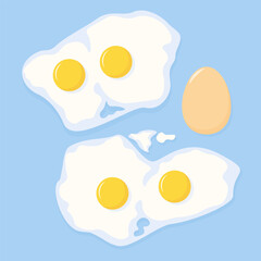 Set of different fried eggs and whole egg