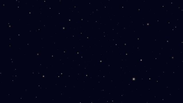 animated simple spinning black space background with stars. Night starry sky cartoon animation