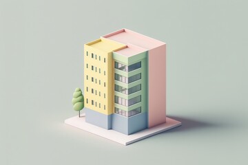 A pastel 3D illustration of a tower block – Created with generative AI technology