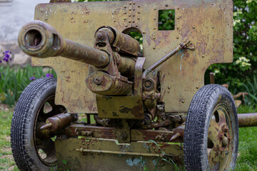 Old military artillery gun in the Historical Museum